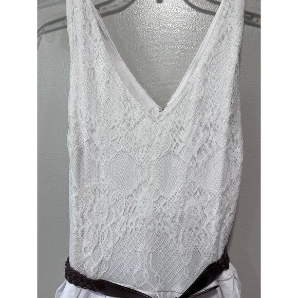 Cato White‎ Sleeveless Lace Women’s Dress  Braided Brown Belt Size 12 - Picture 4 of 13